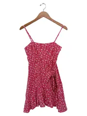 Vorschaubild 1 von Damen Freizeitkleid Gr. 34/XS Rot Blumenmuster Trägerkleid