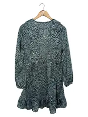 Vorschaubild 2 von Damen Freizeitkleid Gr. 34/XS Blau Tierdruck Bohemian Rüschen