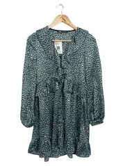 Vorschaubild 1 von Damen Freizeitkleid Gr. 34/XS Blau Tierdruck Bohemian Rüschen