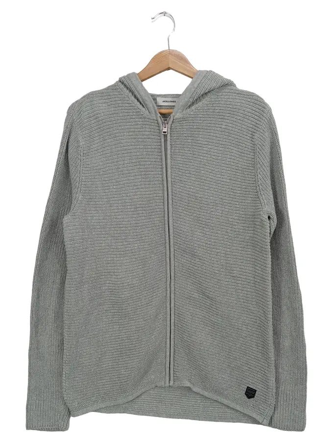 JACK JONES Damen Strickjacke Kapuze Grau 36/S Casual Baumwolle