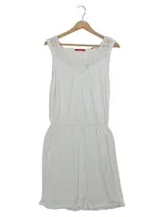 Vorschaubild 1 von Damen Sommerkleid Gr. 38 M Weiß Bohemian Midikleid Lochmuster