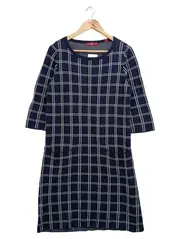 Vorschaubild 1 von Damen Freizeitkleid Gr. 38/M Blau Kariert Klassisch Elegant