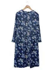 Vorschaubild 2 von Damen Blusenkleid Gr. 36/S Blau Blumenmuster Vintage Bohemian Viskose