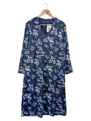 Vorschaubild 1 von Damen Blusenkleid Gr. 36/S Blau Blumenmuster Vintage Bohemian Viskose