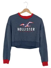 Vorschaubild 1 von Damen Sweatshirt Blau Gr. 34/XS Casual Sportlich Cropped Logo-Print