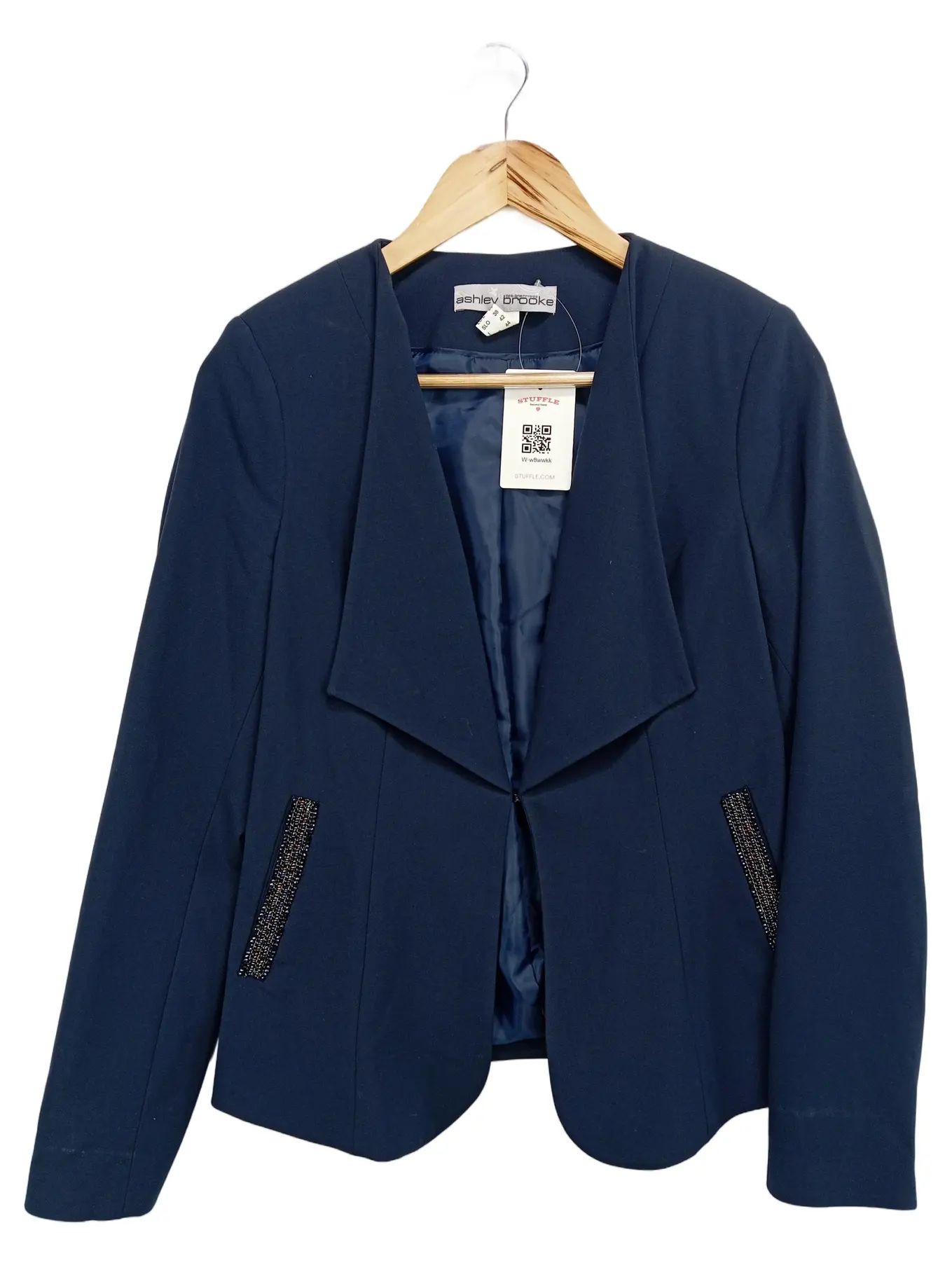 ASHLEY BROOKE Blazer Damen Blau Elegant Pailletten Gr. 36/S Business