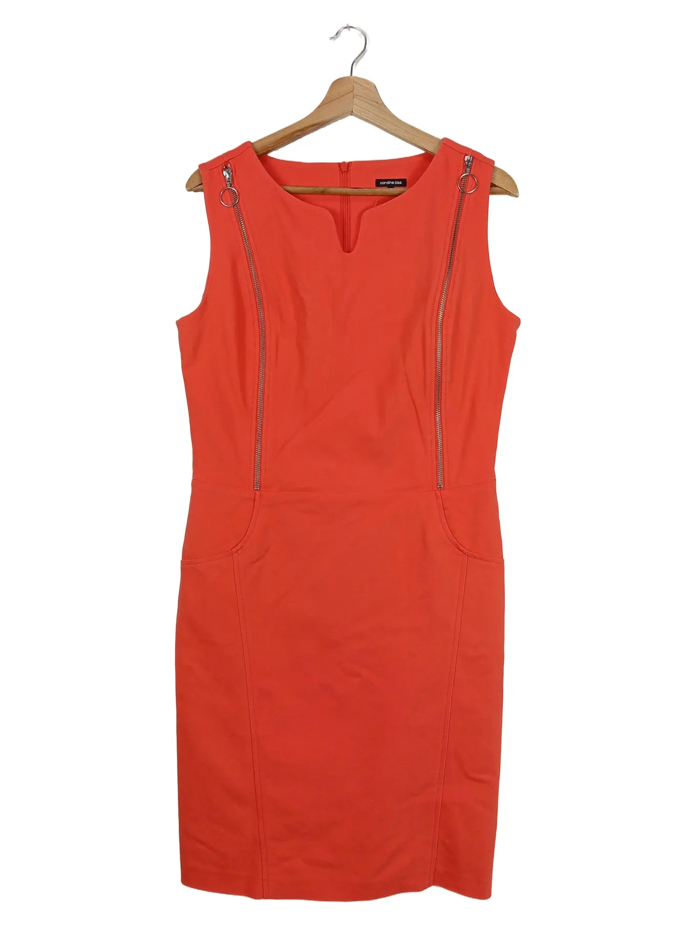 CAROLINE BISS Businesskleid Damen Rot Gr. 40 L Elegant Ärmellos Etuikleid