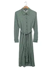 Vorschaubild 1 von Damen Blusenkleid Gr. 36/S Grün Grafisch Midi Hemdblusenkleid