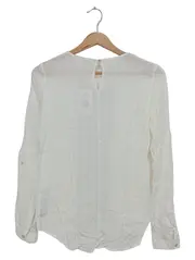 Vorschaubild 2 von Damen Bluse Gr. 32/XXS Weiß Casual Feminin Viskose Langarm