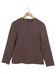 Vorschaubild 1 von Damen Hemdbluse Gr. 36/S Braun Kariert Klassisch Business Langarm