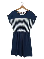 Vorschaubild 1 von Damen Freizeitkleid Blau Gestreift Baumwolle Gr. 38 M Maritim