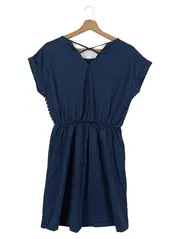 Vorschaubild 2 von Damen Freizeitkleid Blau Gestreift Baumwolle Gr. 38 M Maritim