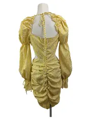 Vorschaubild 2 von Damen Sommerkleid Gr. 38/M Gelb Kariert Bohemian