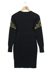 Vorschaubild 3 von Damen Etuikleid Gr. 36/S Schwarz Elegant Animal-Print Pailletten