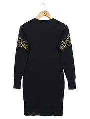 Vorschaubild 2 von Damen Etuikleid Gr. 36/S Schwarz Elegant Animal-Print Pailletten