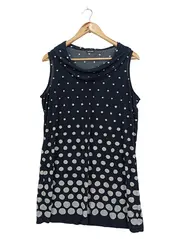 Vorschaubild 1 von Businesskleid Damen Blau Punkte Ärmellos Klassisch Gr. 40 L