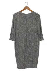 Vorschaubild 2 von Blusenkleid Damen Gr. 34/XS Grau Minimalistisch Elegant Midikleid