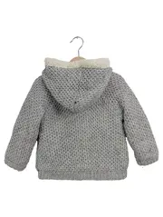 Vorschaubild 3 von Kinder Strickjacke Gr. 92 Grau Zopfstrick Kapuze Baby Mädchen