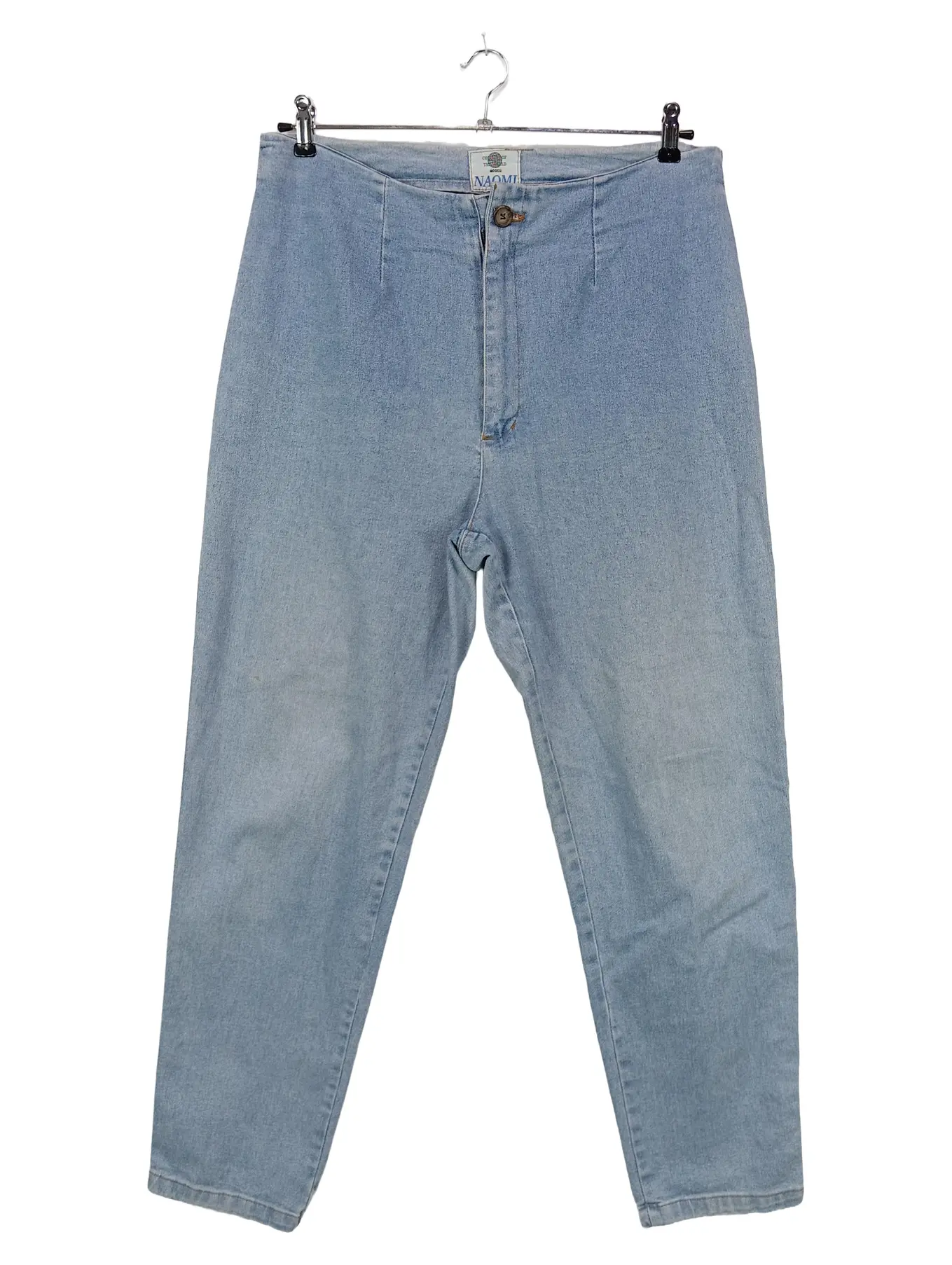 NAOMI CAMPBELL Mom Jeans Damen Gr. 40/L Blau Casual Baumwolle High Waist