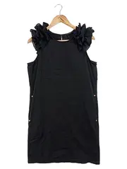 Vorschaubild 1 von Blusenkleid Damen Gr. 34;XS Schwarz Rüschen Vintage Elegant Baumwolle