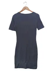Vorschaubild 2 von Freizeitkleid Damen Blau Gestreift Gr. 38/M Baumwolle Midikleid