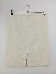 Vorschaubild 2 von Damen Faltenrock Spitze Gr. 40/L Weiß Elegant Midirock