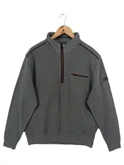 Vorschaubild 1 von Herren Sweatshirt Grau Einheitsgröße Baumwolle Reißverschluss