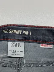 Vorschaubild 3 von Kinder Mädchen Jeans Slim Fit Grau Gr. 104 Casual Hose