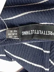 Vorschaubild 3 von Damen Schlauchkleid Gr. 38/M Blau Gestreift Midi Rippstrick