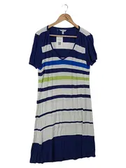 Vorschaubild 1 von Freizeitkleid Damen 38/M Blau Gestreift Casual Viskose Sommerkleid