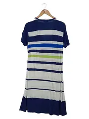 Vorschaubild 2 von Freizeitkleid Damen 38/M Blau Gestreift Casual Viskose Sommerkleid