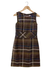 Vorschaubild 1 von Damen Blusenkleid Gr. 36/S Braun Kariert Klassisch Vintage