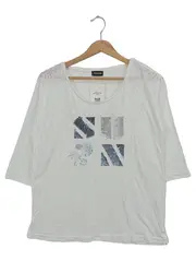 Vorschaubild 1 von TAIFUN Damen Langarmshirt 3/4 Arm Weiß Floral Pailletten Gr. UNI