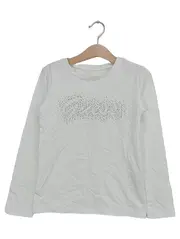 Vorschaubild 1 von Kinder Langarmshirt Weiß Gr. 116 mit Strass Schriftzug Casual Basic