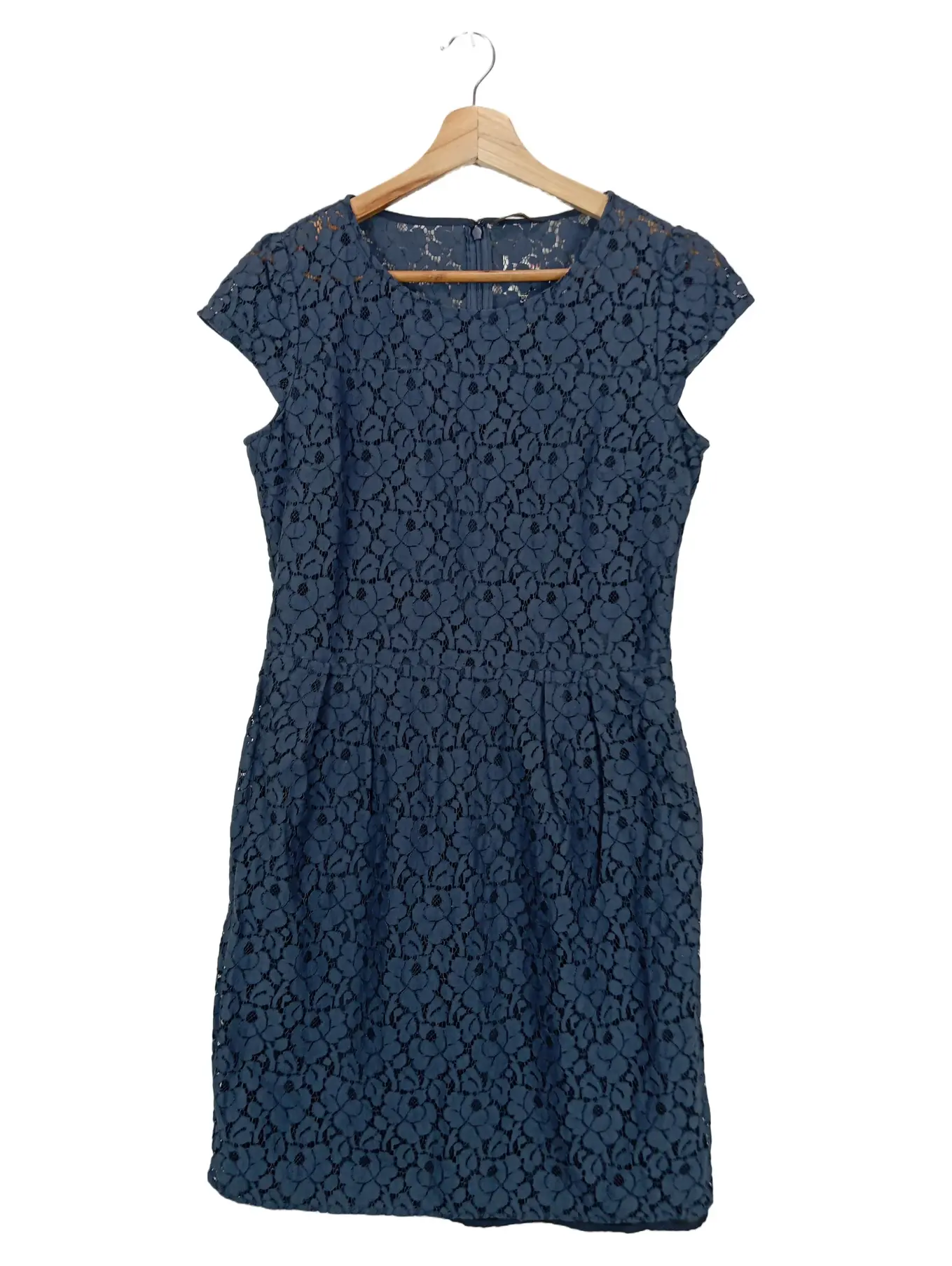 MASSIMO DUTTI Damen festliches Kleid Gr. 38/M Blau Spitze elegant