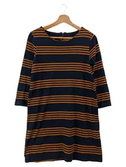 Vorschaubild 1 von Damen Freizeitkleid Gr. 38/M Schwarz Gestreift Modern Elegant