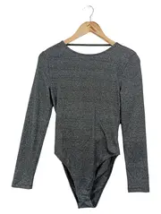 Vorschaubild 1 von Damen Body Gr. 36/S Grau Elegant Langarm Glitzer Party