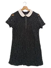 Vorschaubild 1 von Spitzenkleid Damen Gr. 40;L Schwarz Elegant Vintage Kurzarm Reißverschluss