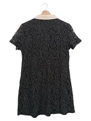 Vorschaubild 2 von Spitzenkleid Damen Gr. 40;L Schwarz Elegant Vintage Kurzarm Reißverschluss