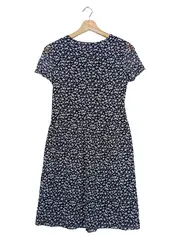 Vorschaubild 2 von Blusenkleid Damen Gr. 36 S Blau Grafisch Vintage Elegant Sommer