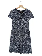 Vorschaubild 1 von Blusenkleid Damen Gr. 36 S Blau Grafisch Vintage Elegant Sommer