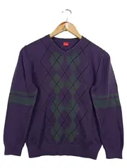 Vorschaubild 1 von Kinder Pullover Gr. 152 Lila Argyle Muster V-Ausschnitt Casual