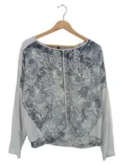 Vorschaubild 1 von Damen Langarmshirt Gr. 38/M Grau Tierdruck Casual Modern