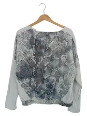 Vorschaubild 2 von Damen Langarmshirt Gr. 38/M Grau Tierdruck Casual Modern