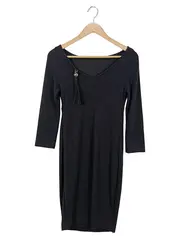 Vorschaubild 2 von Damen festliches Kleid Gr. 36/S Schwarz Elegant Vintage Midikleid