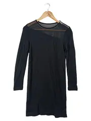 Vorschaubild 1 von Damen Sommerkleid Gr. 36/S Schwarz Mesh Reißverschluss Midikleid