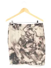 Vorschaubild 2 von Damen Wickelrock Gr. 38/M Grau Abstrakt Muster Midirock Elegant