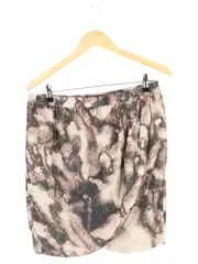 Vorschaubild 1 von Damen Wickelrock Gr. 38/M Grau Abstrakt Muster Midirock Elegant