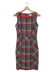 Vorschaubild 1 von Etuikleid Damen Gr. 34/XS Rot Kariert Vintage Business