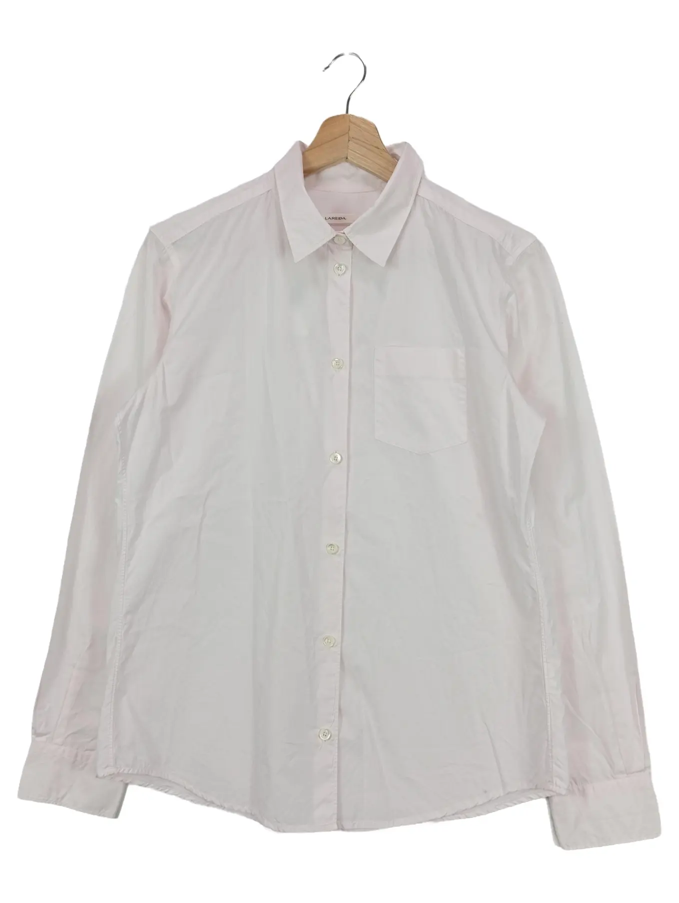 LAREIDA Damen Bluse Gr. 38/M Weiß Klassisch Business Baumwolle Langarm